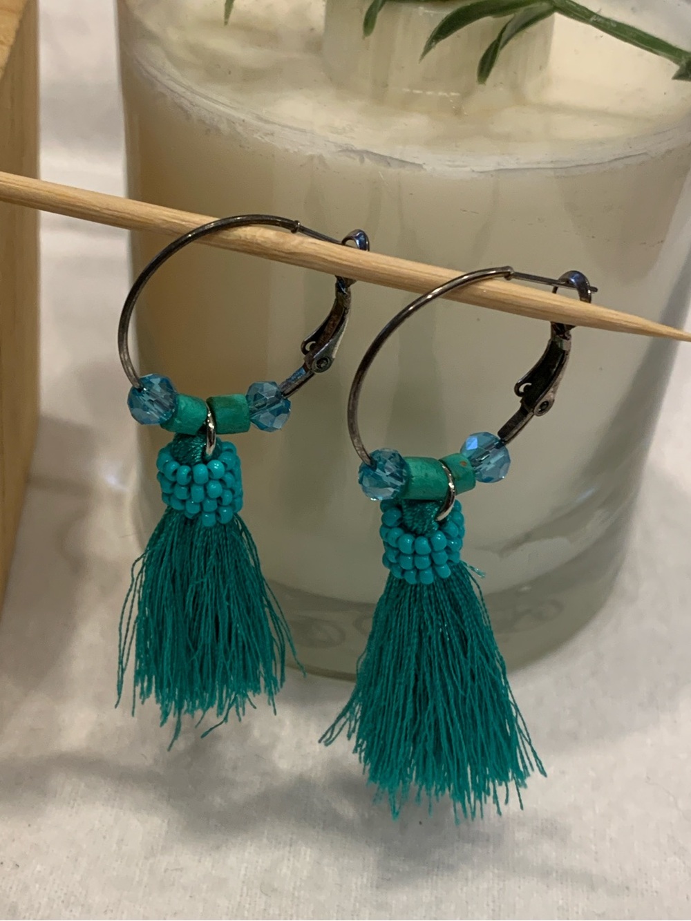 Handmade & Unique!! Tassel Hoop Earrings